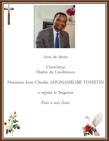 Jean-Charles AHOMADÉGBÉ TOMÈTIN