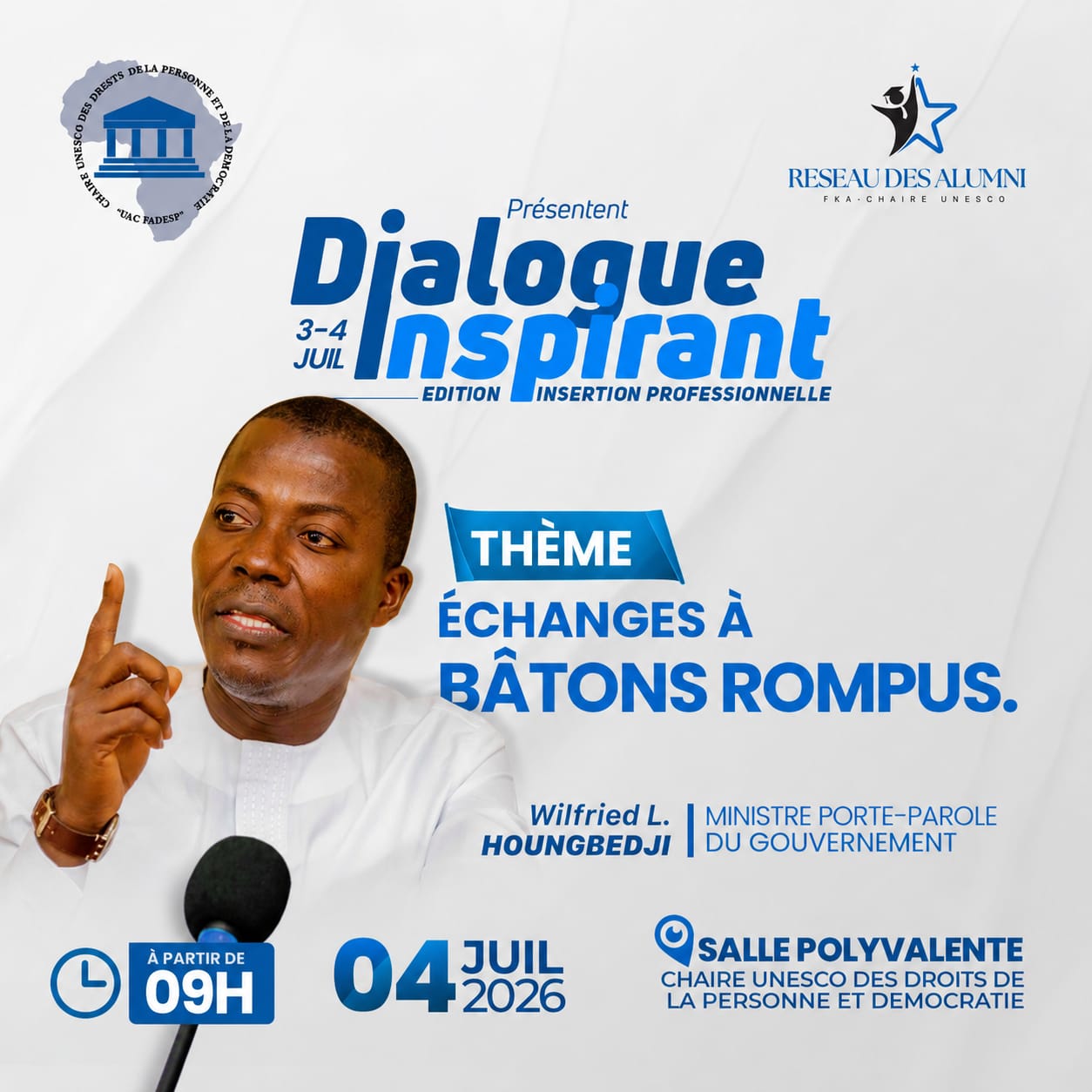Dialogue Inspirant : Wilfried Léandre Houngbédji échange avec les jeunes ce samedi