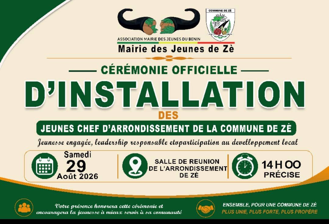 Zè : la jeunesse engagée au cœur de la gouvernance locale, les jeunes Chefs d’arrondissement installés samedi